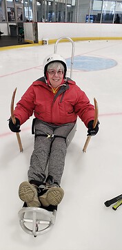 Winter sled ice hockey