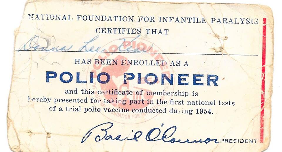 Polio Pioneer card