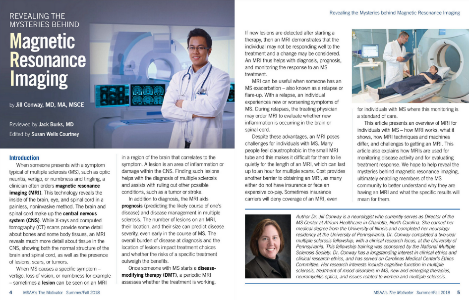 Revealing the Mysteries behind Magnetic Resonance Imaging MRI in MSAA's The Motivator magazine