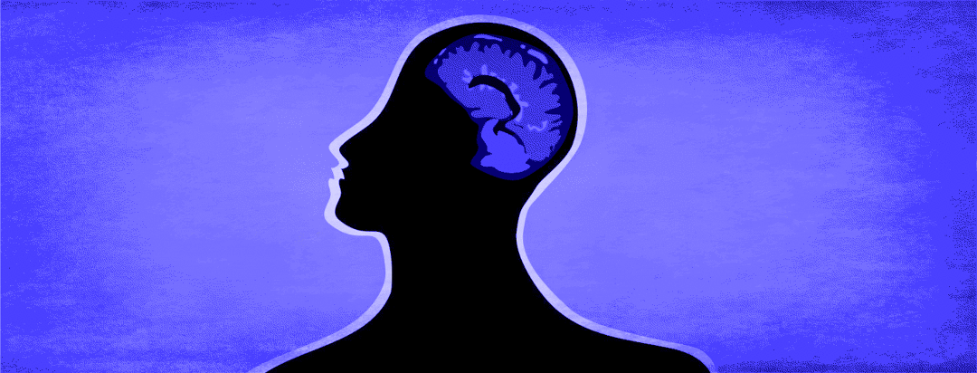 Silhouette image of a person with a shrinking brain.