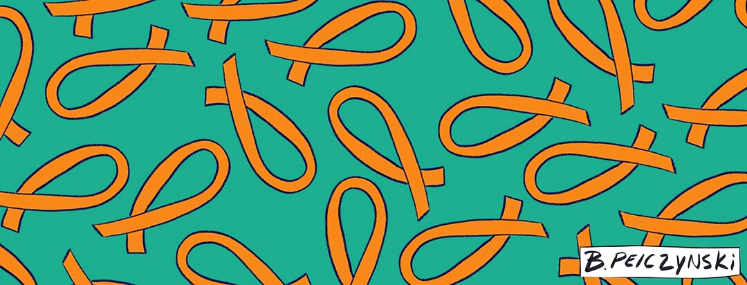 image of orange MS awareness ribbons on green background