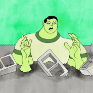 A person stuck in concrete