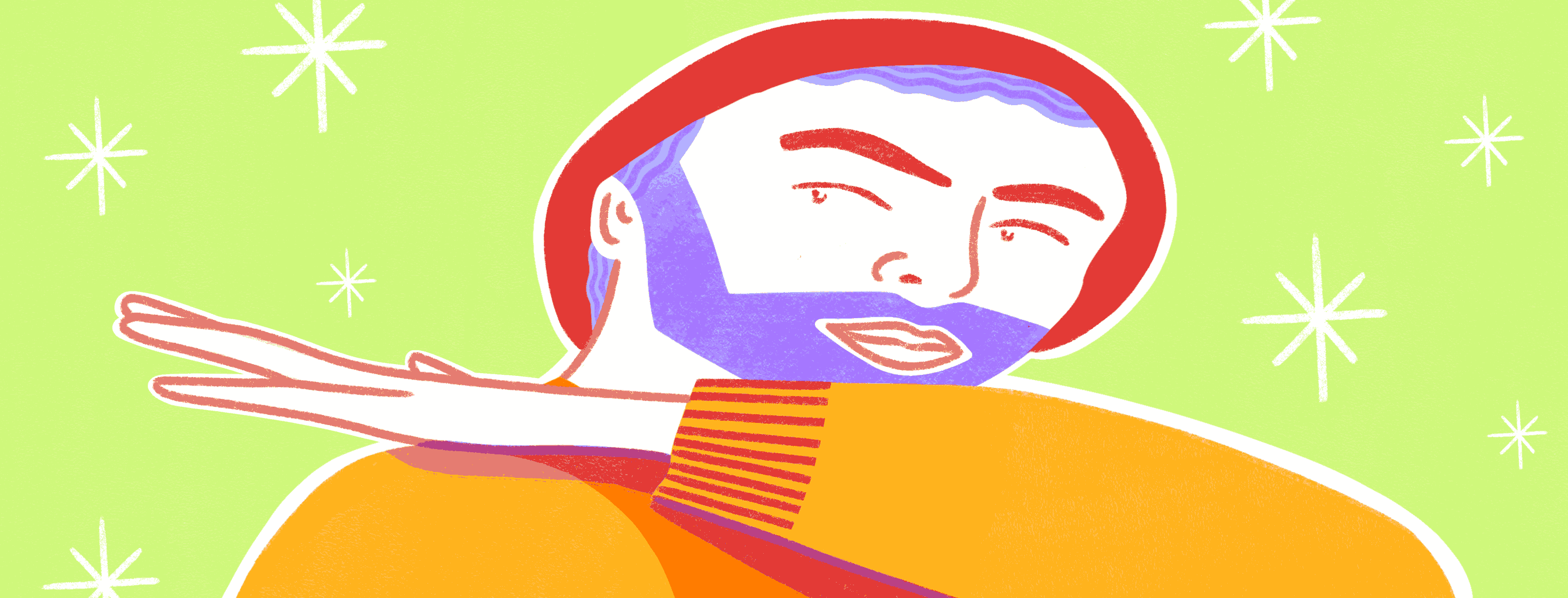 A man pats himself on the back