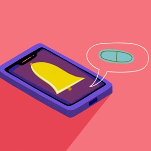 A phone alarm going off to remind the advocate to take their pill