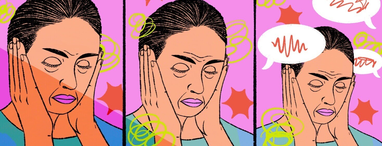 A woman deals with sensory overload progressively getting worse over 3 panels