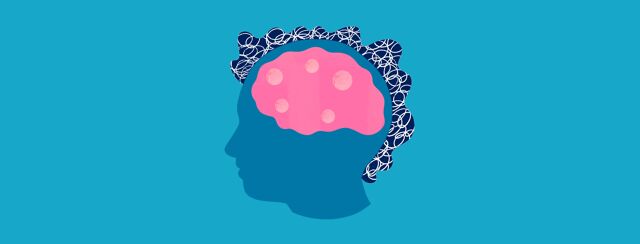 A silhouette of a person with neurological waves around their head